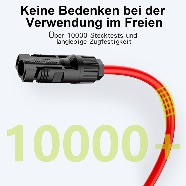 Tool-Free Solarkabel 4mm²/6mm²,Solarkabel Verlängerung 1/2/3/5/10M,PV Kabel(4mm2, 10m) 4mm²10M, 4mm&
