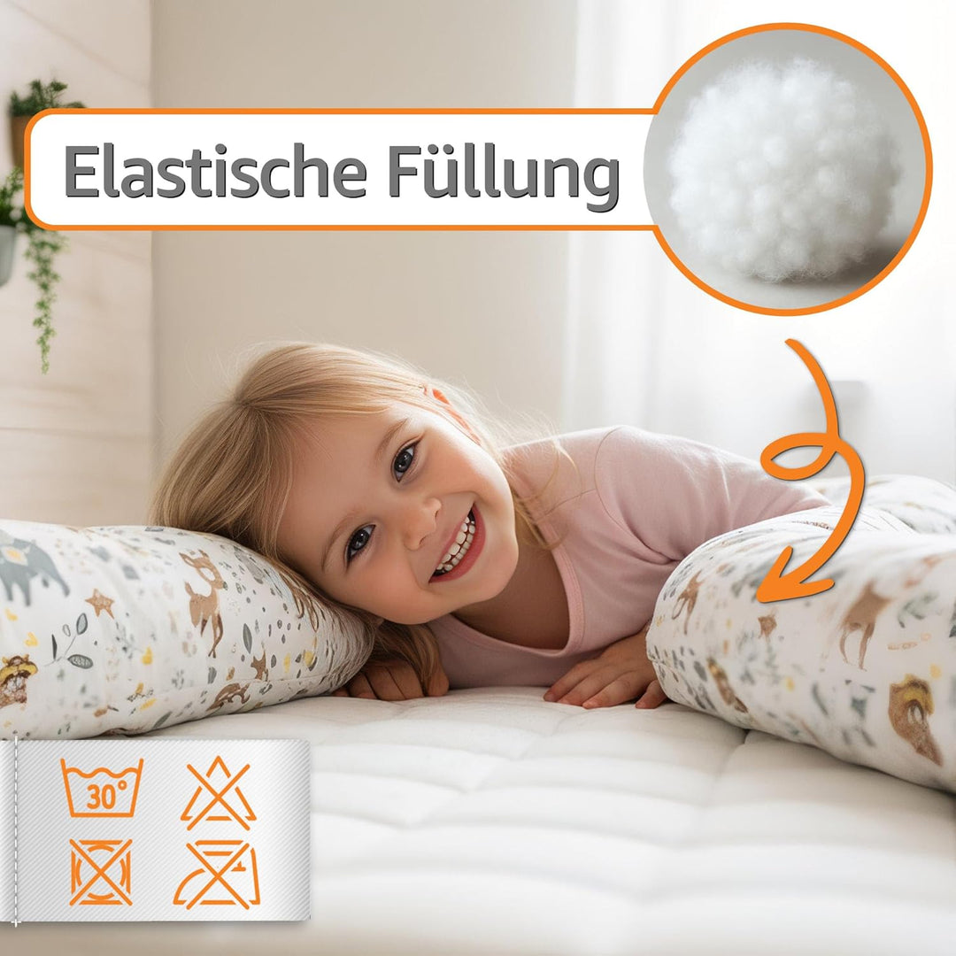 Totsy Baby Seitenschläferkissen Bettschlange Body Pillow 150 cm Baumwolle - Kopfkissen lang Bettroll