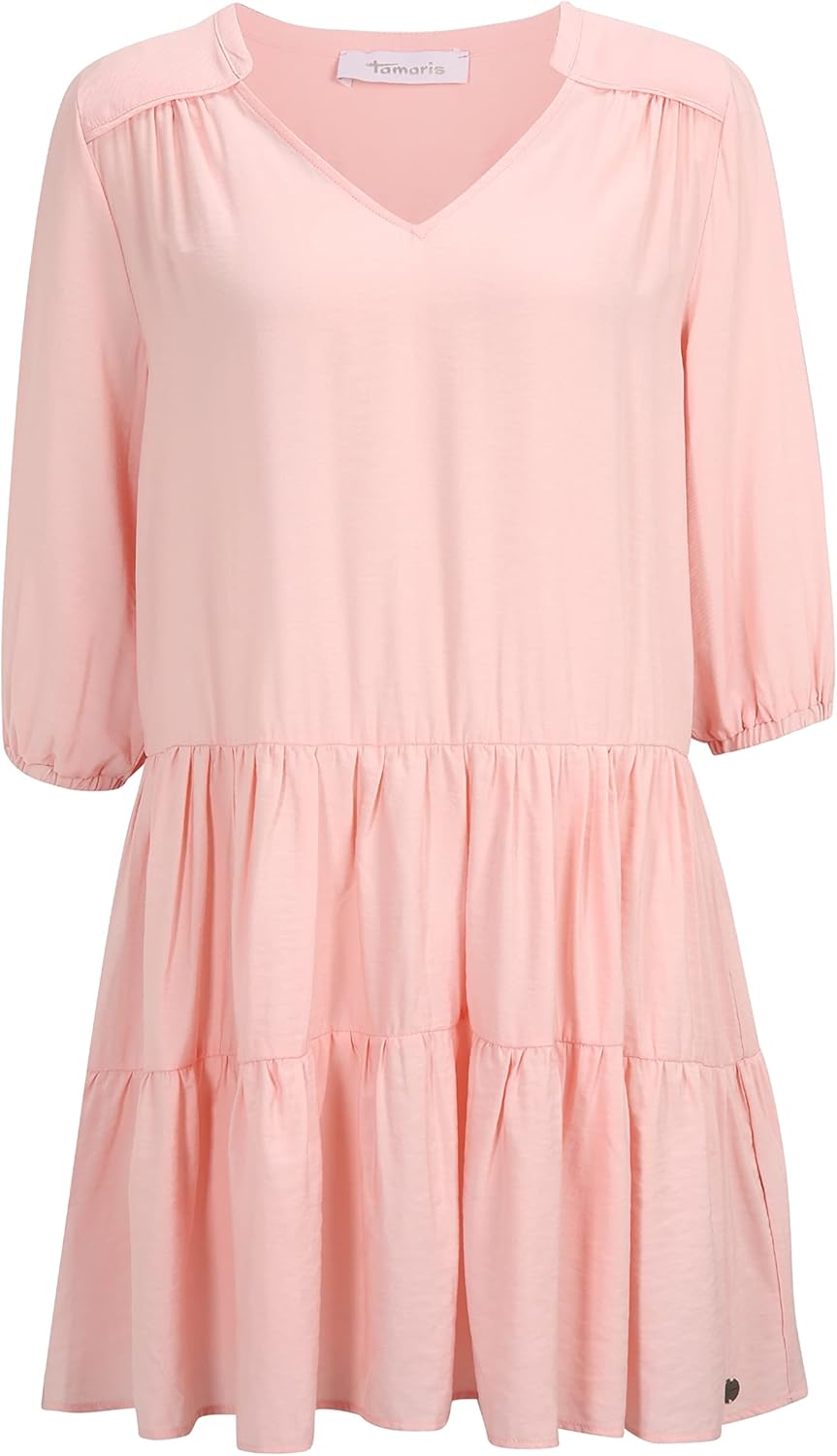 Tamaris Damen ASTANA AOP Kurzes trapez Kleid 36 Impatiens Pink, 36 Impatiens Pink