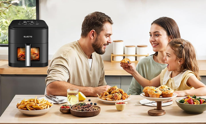 ELECTO - Heissluftfritteuse 8L Smart 2000W – App-Steuerung via WiFi – 8 Automatikprogramme – Antihaf