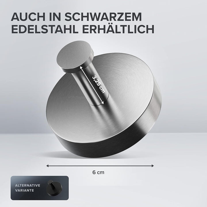 ovimar Handtuchhaken 2er Set Hirstholm zum Bohren aus Edelstahl Silber| als Handtuchhalter | kann au