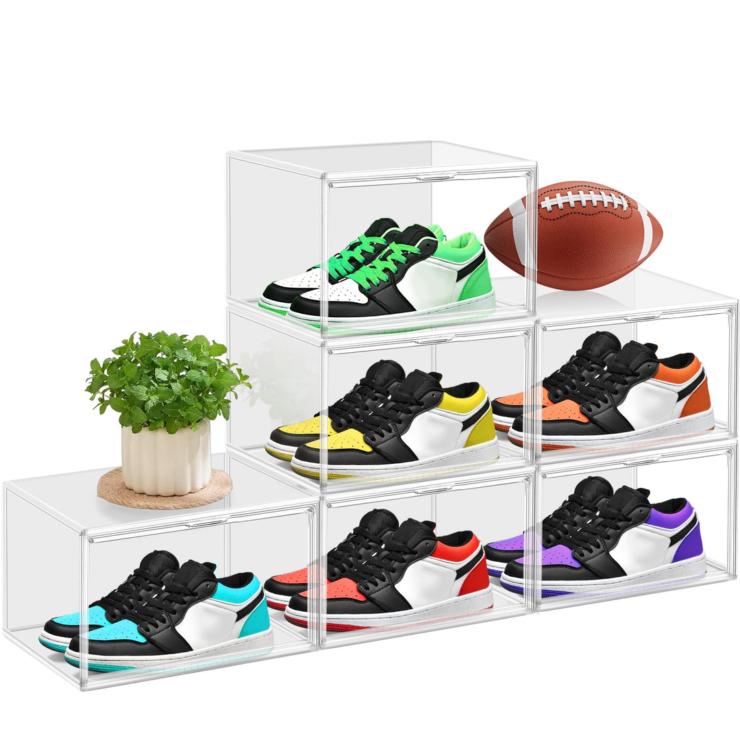 8 Stück Kunststoff Schuh Aufbewahrung Box Fit EU 46, stapelbare Schuh Display Case mit Magnet Acrylt