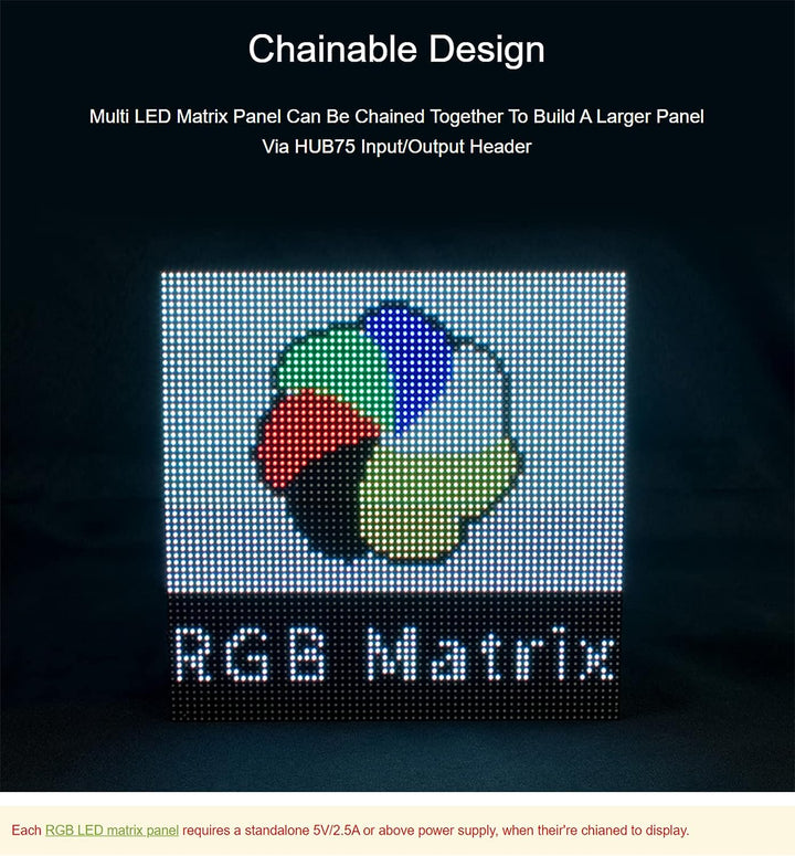 Waveshare 64×32 RGB LED Matrix Panel, 3mm Pitch, 2048 Einzelne RGB LEDs, Nackter Bildschirm, for Ras