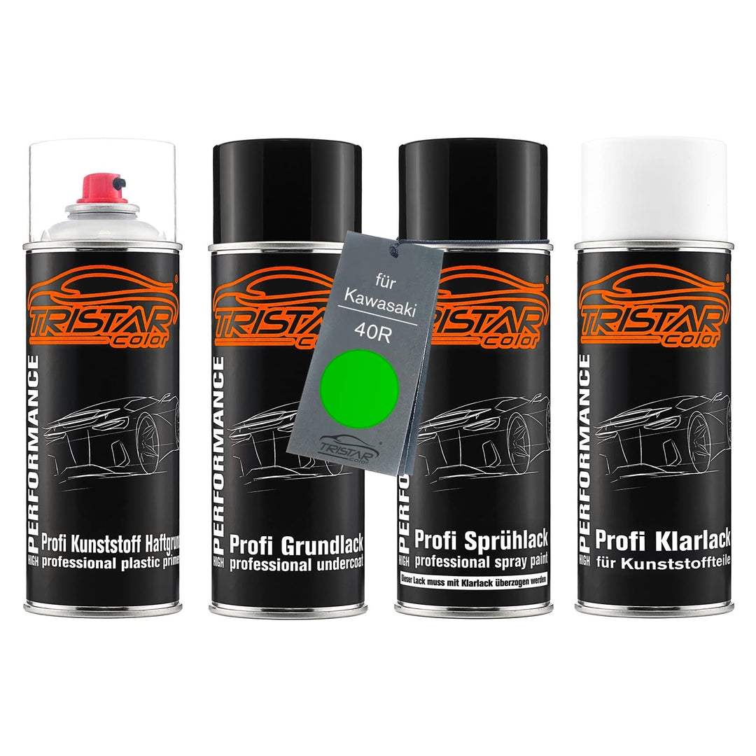 TRISTARcolor Motorradlack Spraydosen Set für Kunststoff Stossstange für Kawasaki 40R Golden Blazed G