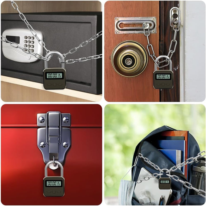 Aoreun Digitale Zeitschloss, Smart Time Lock mit LCD-Display, Wiederaufladbares USB Sicherheits Vorh