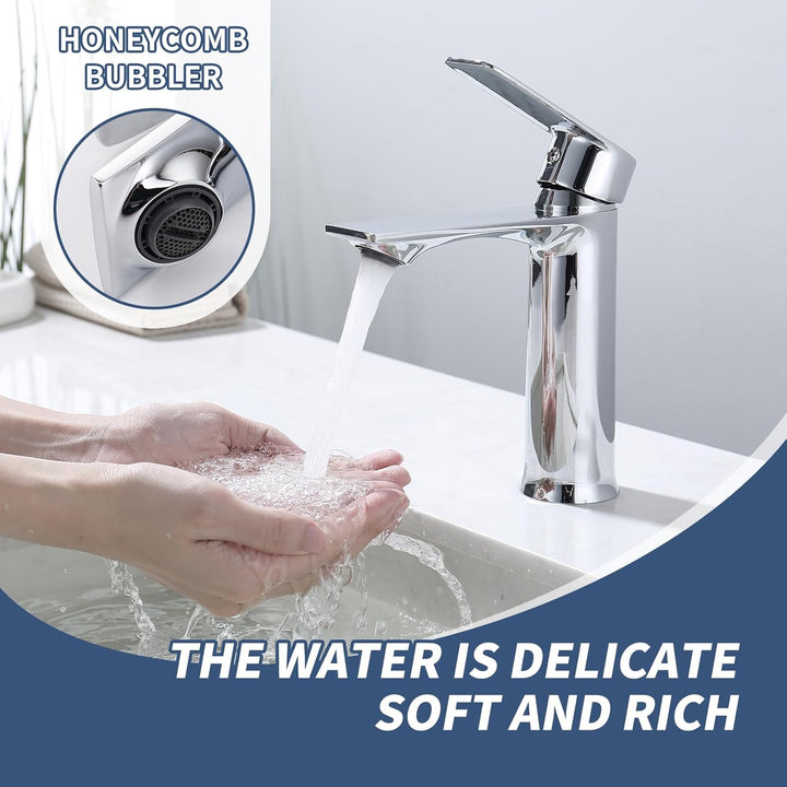 HOMELODY Wasserhahn Bad Chrom Waschtischarmatur Bad Armatur Mischbatterie Waschbeckenarmatur Einhebe