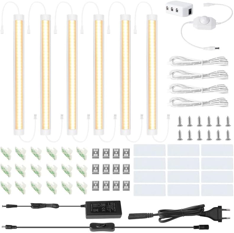 LABOREDUCER LED Unterbauleuchte Küche dimmbare 6er 24V 30cm Schrankbeleuchtung Steckerleiste Küchenl