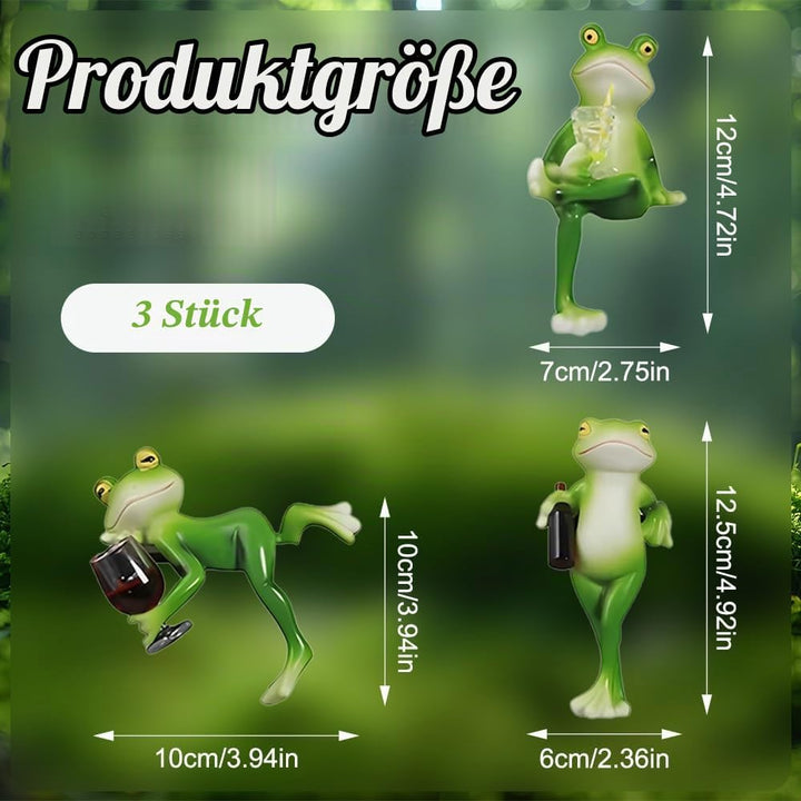 3 Stück Frosch Blumentopf Hänger, Frosch Deko Garten, Harz Lustige Figuren Gartendeko, Gartenfigur S