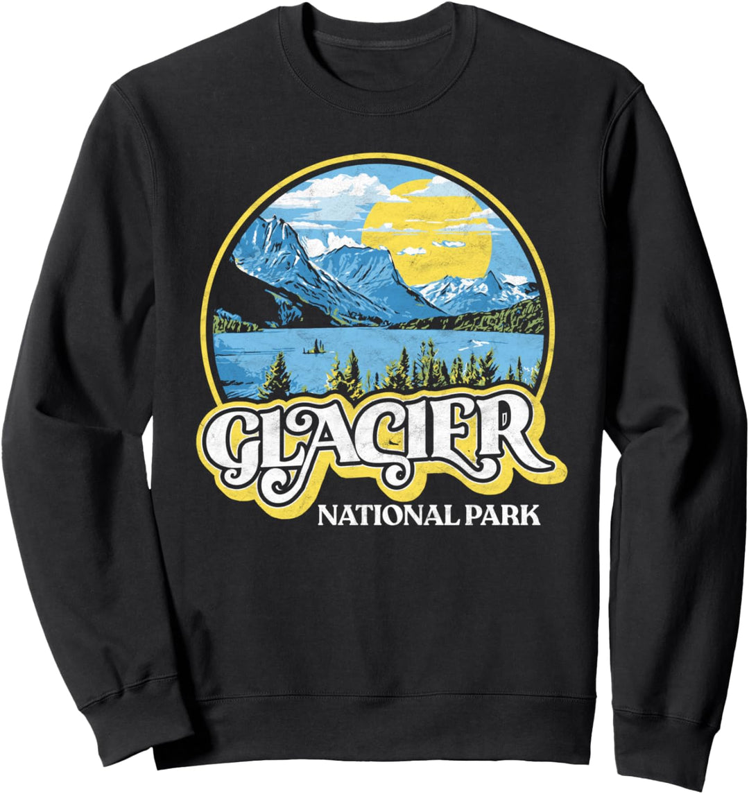 Glacier National Park Montana Retro 80's Style Graphic Sweatshirt