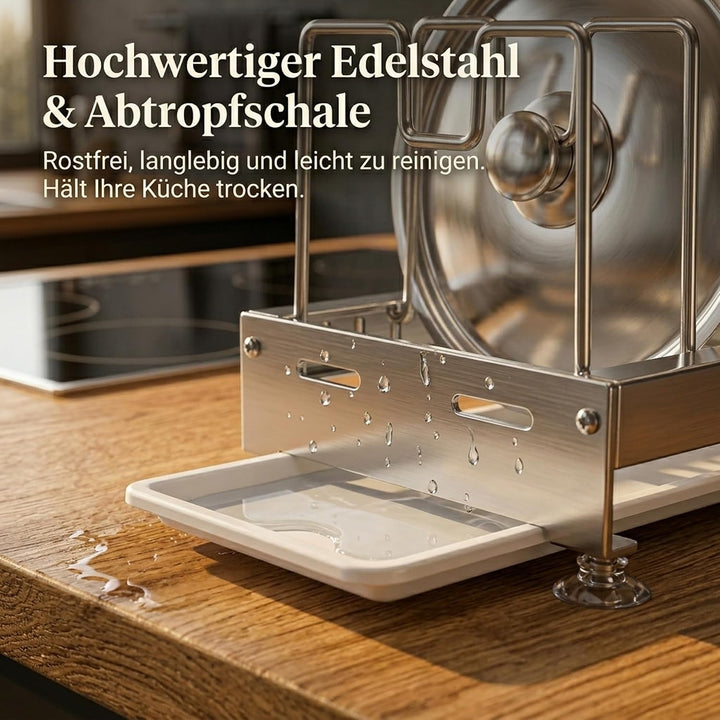 Topfdeckelhalter & Pfannen-Organizer, Edelstahl, 39x20x20cm | Küchen-Aufbewahrung für Arbeitsplatte