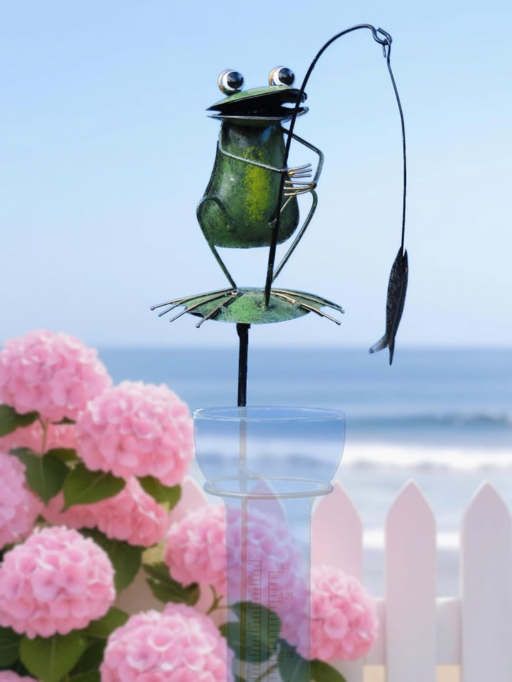 Pommerntraum ® | Regenmesser Niederschlagsmesser Pluviometer Gartendekoration Gartenstecker (Frosch