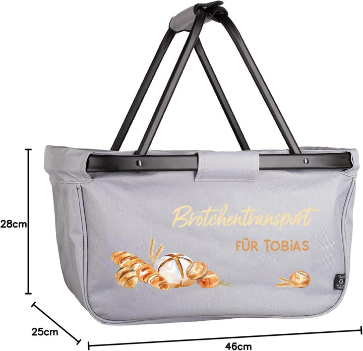 Herz & Heim® Einkaufskorb personalisiert/faltbar/modernes Design/Geschenk-Idee für Jedermann (Gebäck