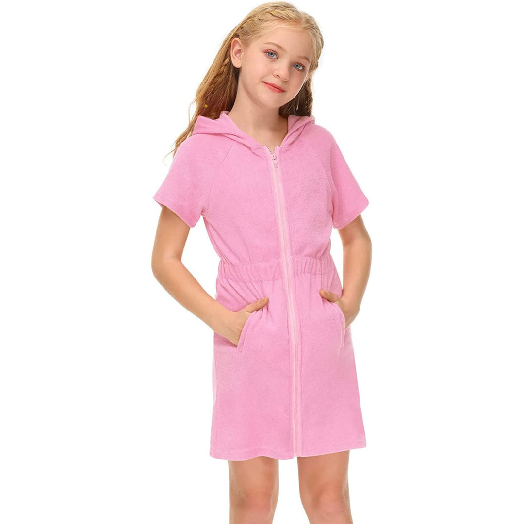 Kinderbademantel Mädchen, Weicher mit Reissverschluss Gross Kinder Badeponcho Kinderbademantel Flaus
