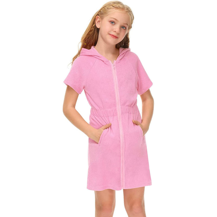 Kinderbademantel Mädchen, Weicher mit Reissverschluss Gross Kinder Badeponcho Kinderbademantel Flaus