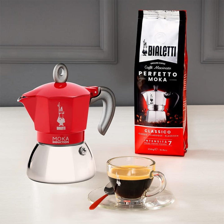 Bialetti - Moka Induction, Moka-Kanne, Geeignet für Alle Herdarten, 2 Tassen Espresso (100ml), Rot 2