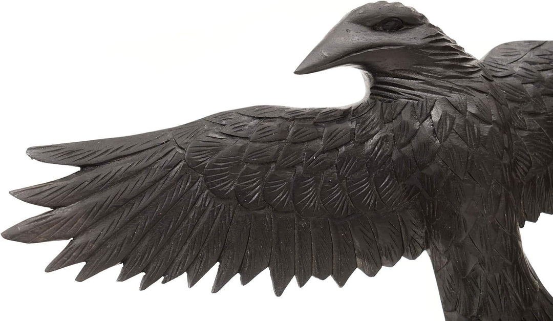 Windalf Holzbild Schwarzer Rabe Munin 45 cm Links schauend Handarbeit aus Holz