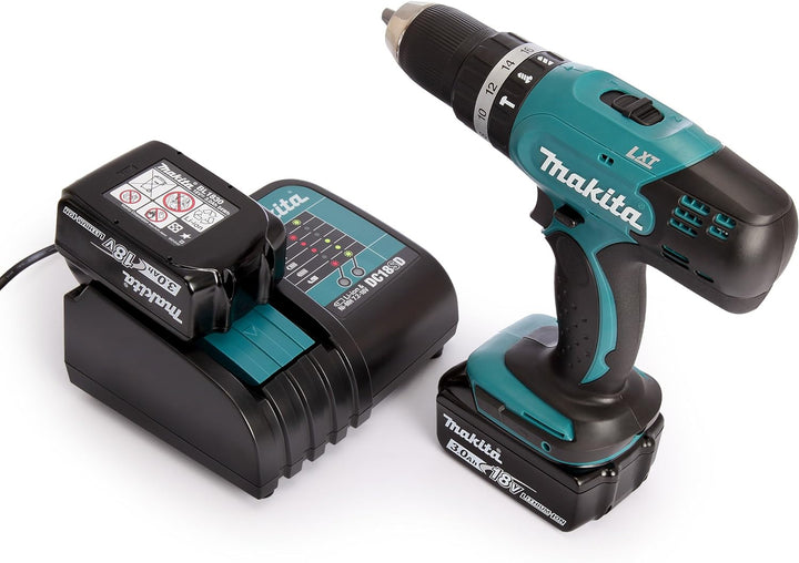 Perceuse à percussion MAKITA sans fil 18 V 2 batteries 3 Ah 13 mm et coffret - DHP453SFE