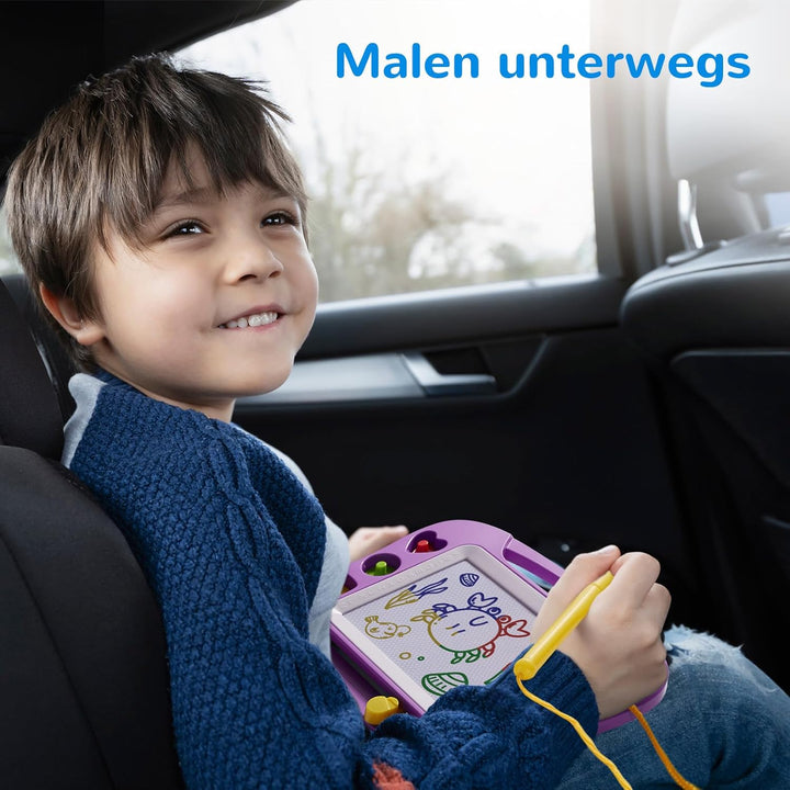 SGILE Magnetische Maltafel Zaubertafel Kinder, 25×18 cm Magnet Magnettafel mit 4 Stempeln, Kreatives