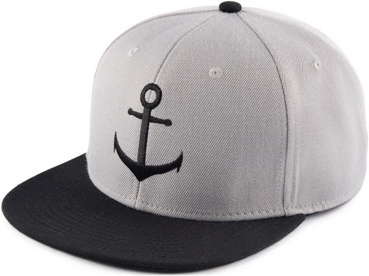 Bexxwell Snapback Cap grau/schwarz mit Anker (optimale Passform, Kappe, Black, Grey, Gray, Anchor, U