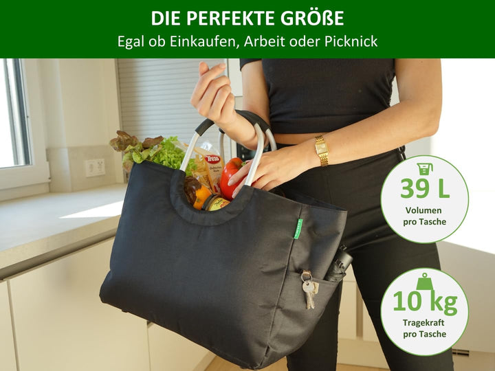 Cottara premium Einkaufstasche gross aus recycelten PET-Flaschen | nachhaltiger Einkaufskorb mit ver