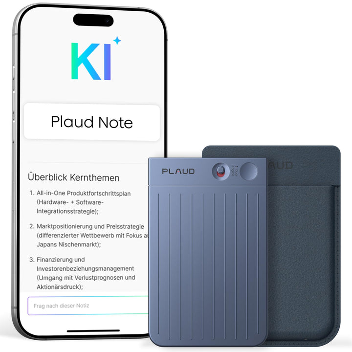 Plaud Note KI Digitales Diktiergerät mit Hülle - 64 GB Aufnahmegerät mit KI-Technologie zum Transkri
