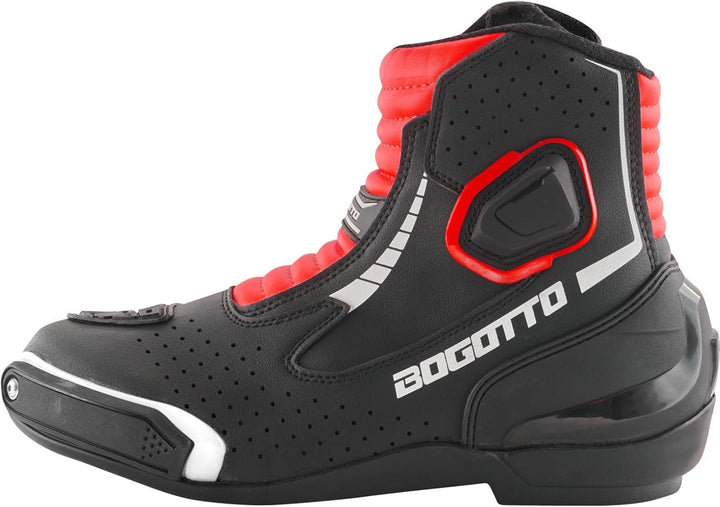 Bogotto Cartagena perforierte Motorrad Stiefel, schwarz/weiss/rot, 43 43 EU Schwarz Weiss Rot, 43 EU