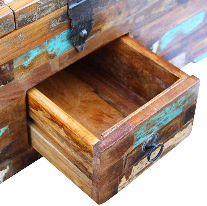 vidaXL Massivholz Couchtisch Truhe Beistelltisch Sofatisch Aufbewahrung Antik Mehrfarbig, Mehrfarbig