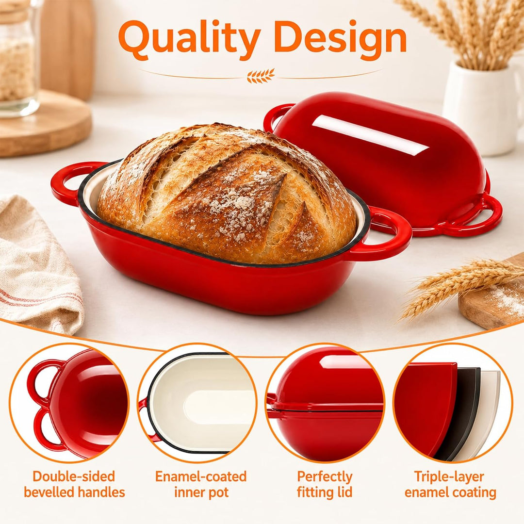 NZQXJXZ 2,85L Gusseisen Topf mit Deckel - 23cm EmailleSchmortopf für Induktion und Backofen, Gleichm
