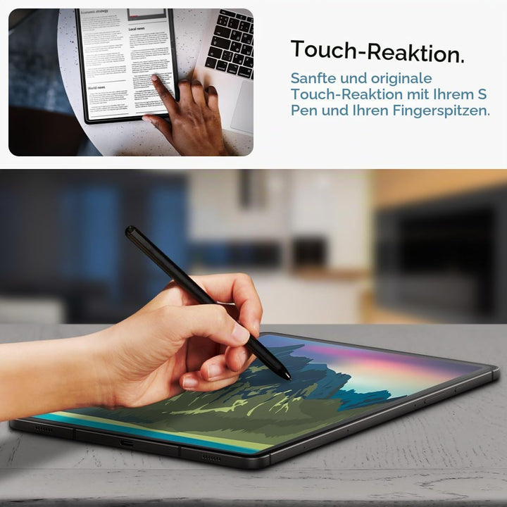 Spigen Glas.tR EZ Fit Schutzfolie kompatibel mit Samsung Galaxy Tab S9 Ultra, 14.6 Zoll, Schablone f