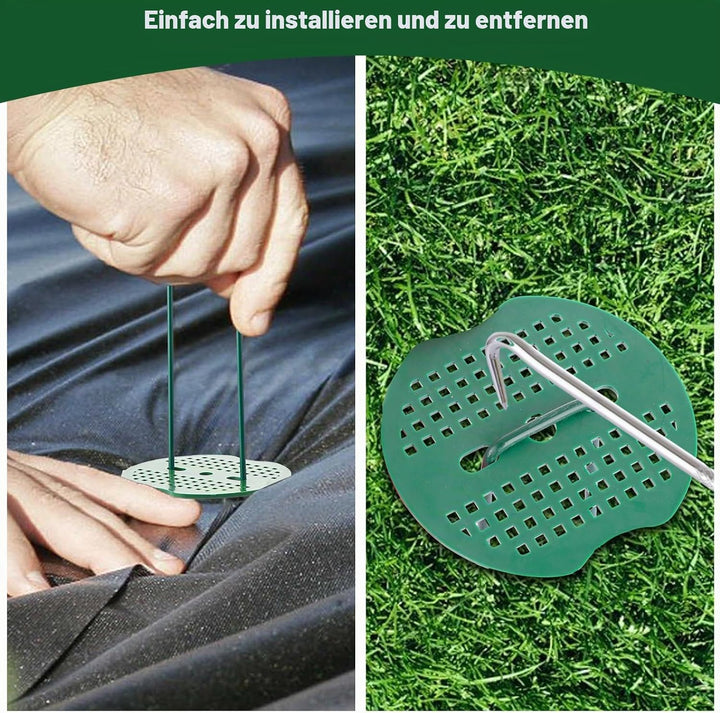MIVIDE 100 Erdanker Grün+100 Pufferscheiben für Erdanker, 150x35mm Anti-Rost Verzinkte Bodenanker, U