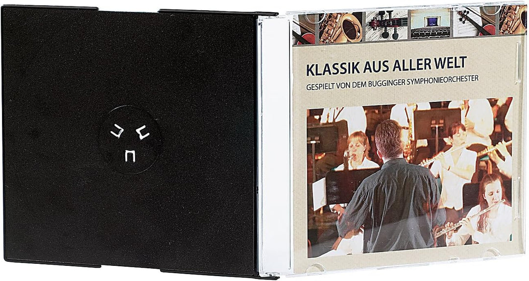 PEARL Slim Case CD Hüllen: 50er-Set Slim-CD-Hüllen transparent/schwarz (Case transparent, CDhüllen,