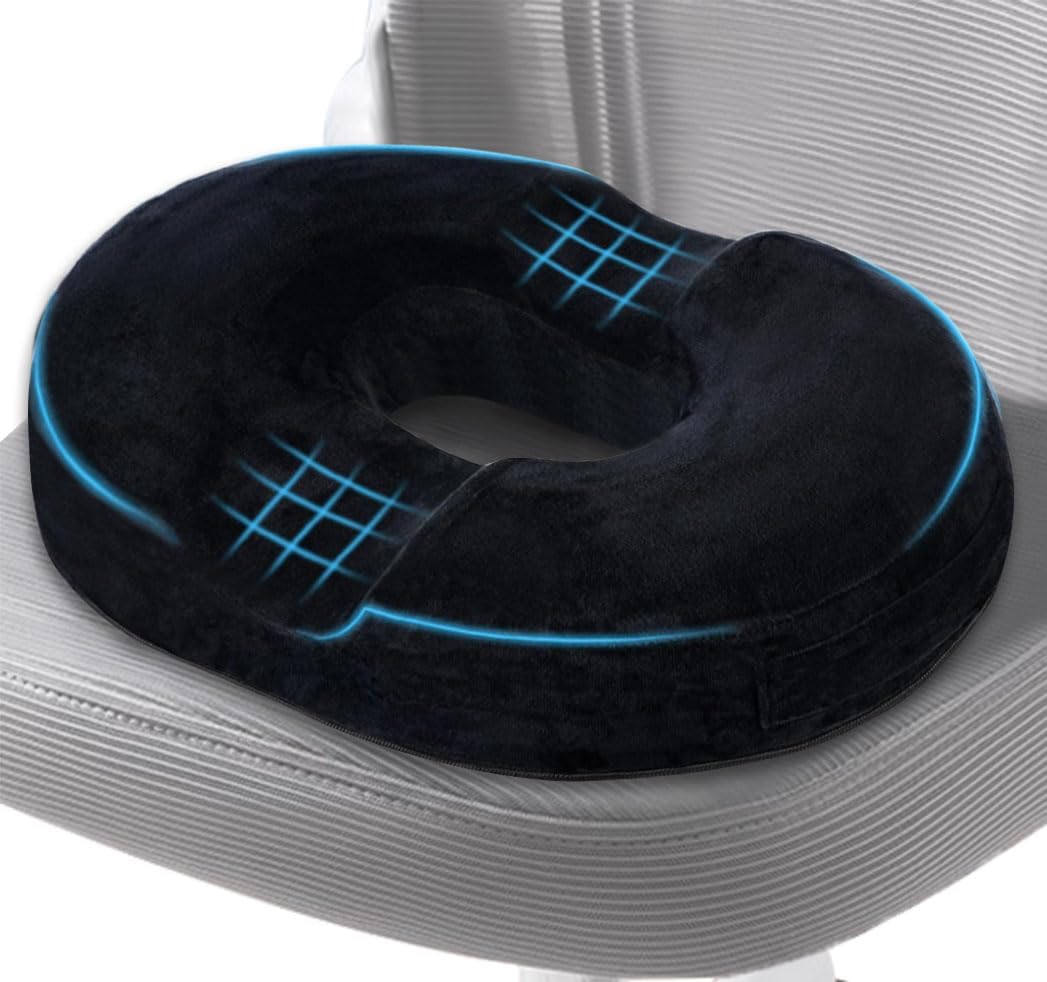 Donut Sitzkissen aus Memory Foam – Ergonomisches Ringkissen für Büro, Auto & Homeoffice – Druckentla