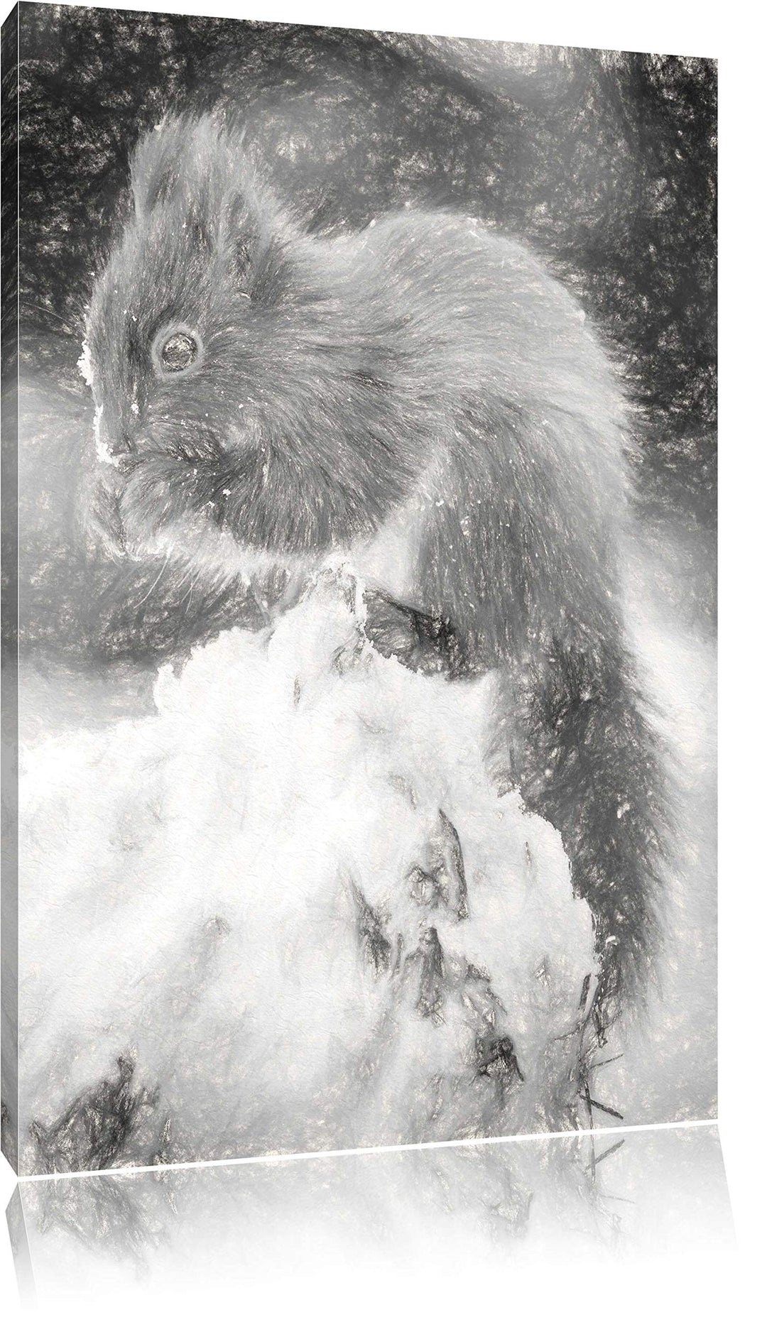 Pixxprint Kleines Eichhörnchen im Winter als Leinwandbild/Grösse: 100x70 cm/Wandbild/Kunstdruck/fert