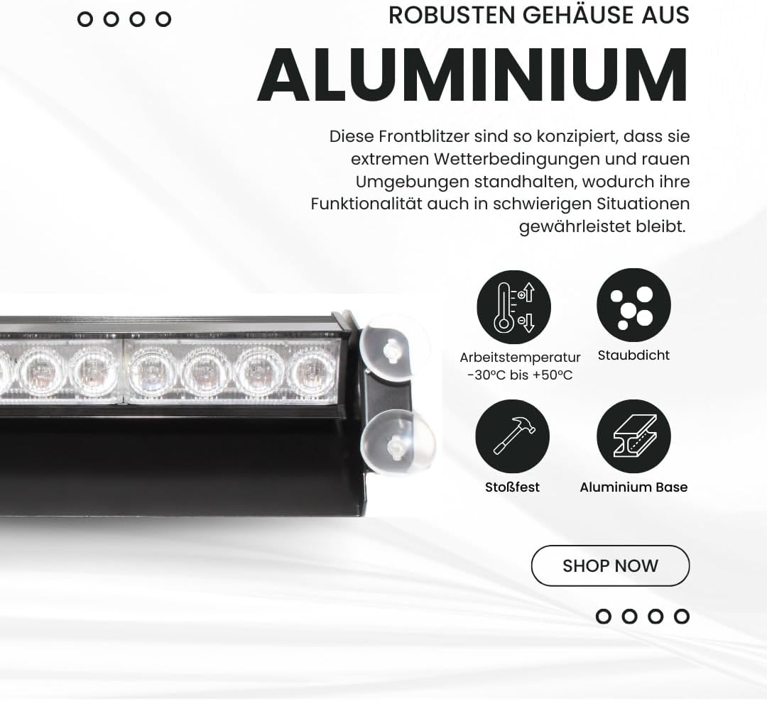 Raptors LED Technik Frontblitzer Shark 8W Scheibenblitzer für Show Cars | Scheibenblitzer 12V | Dash