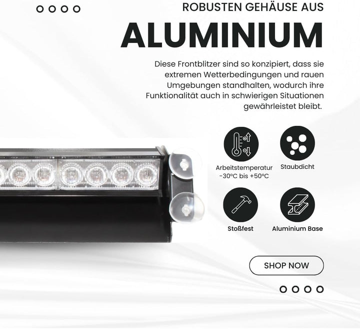 Raptors LED Technik Frontblitzer Shark 8W Scheibenblitzer für Show Cars | Scheibenblitzer 12V | Dash