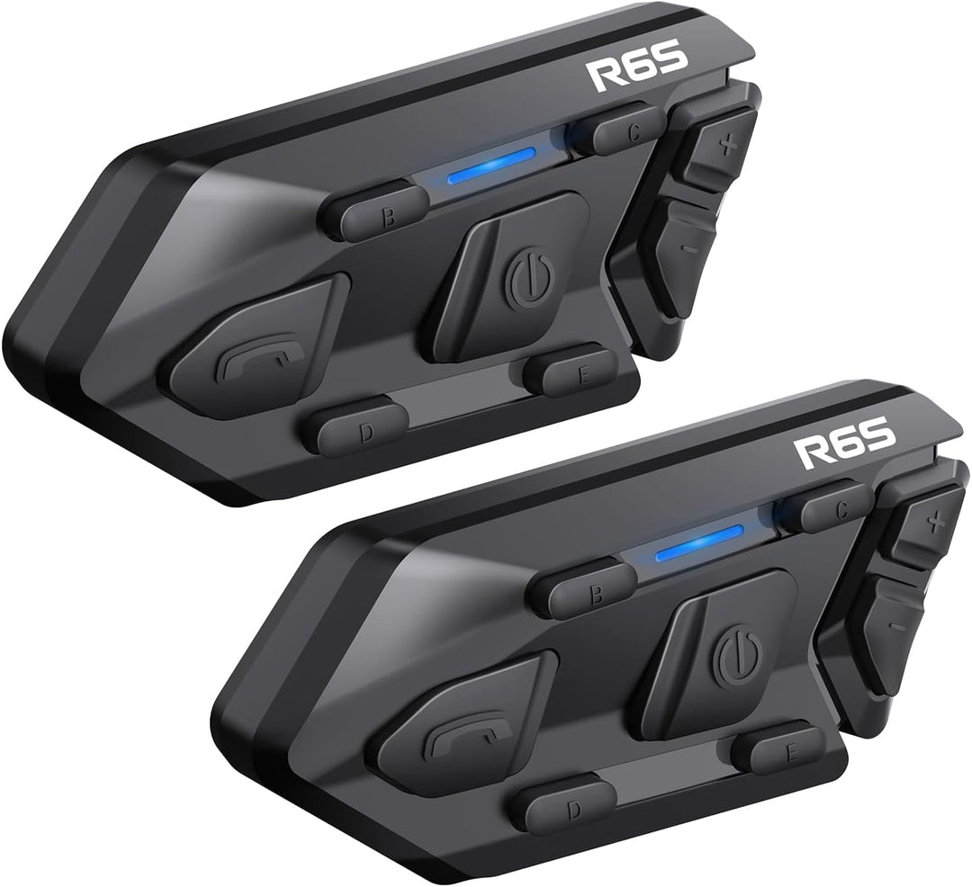 WAYXIN R6S Motorrad Headset 2 Pack Intercom Motorrad Kommunikationssystem für bis zu 6 Reiter 1200m