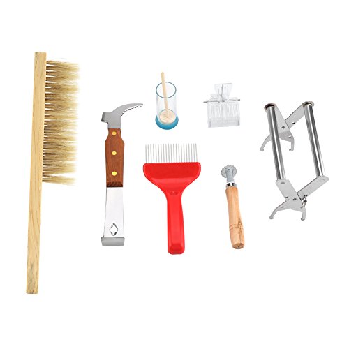 Set von 7 PC -Appizierwerkzeugen, Bienenbürste Queen Markierungskäfig Gabel zum Aufstehen Königinfän