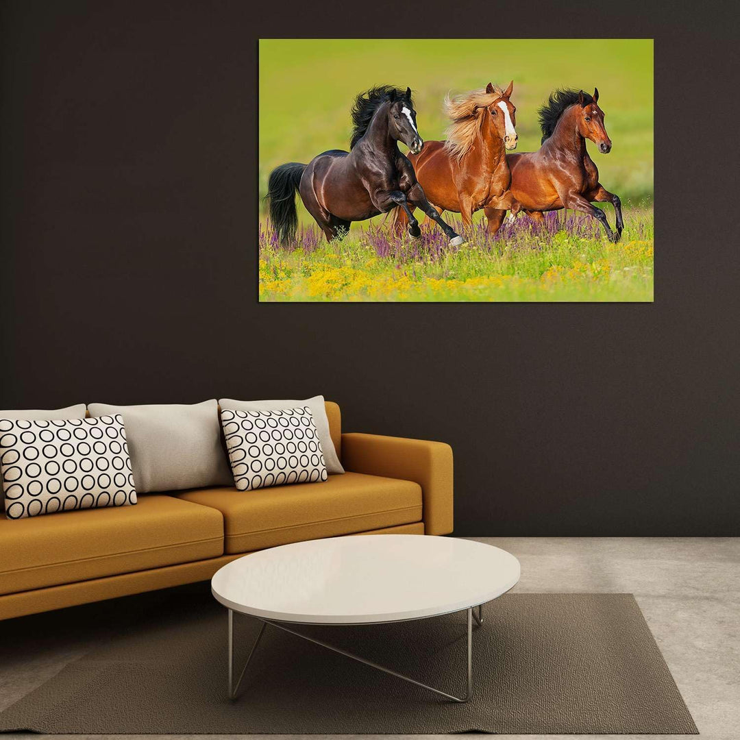 Startonight Bilder Pferderennen auf dem Feld - Leinwandbilder Moderne Kunst - Tiere Wanddeko Kunstdr