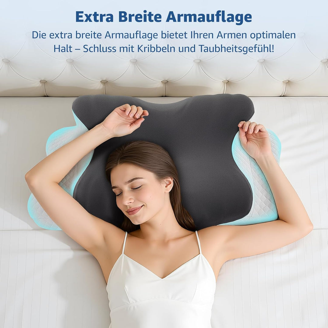 BRO Upgrade Ergonomisches Orthopädisches Kissen aus Memory Foam – Kühlend Nackenstützkissen mit Atmu