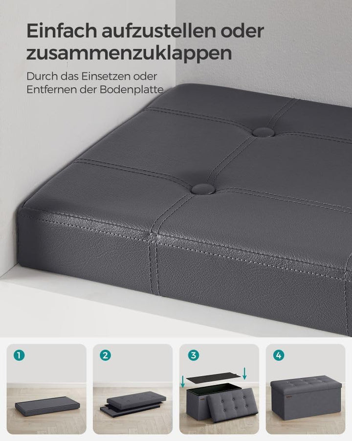 SONGMICS 76 cm Sitzbank mit Stauraum, Sitztruhe, Aufbewahrungsbox, Fusshocker, faltbar, gepolstert,
