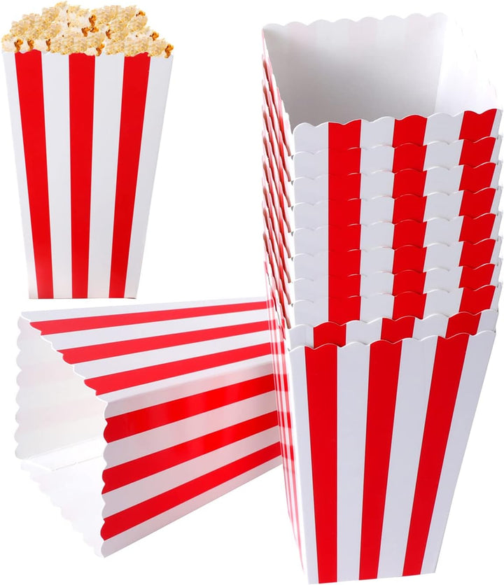 Yoosso 20 Stück Popcorn Boxen, Popcorn Tüten Rot & Weiss Gestreiften Popcorn Tüten Süssigkeiten Behä