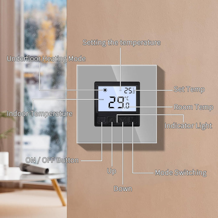 JIMEIDA Digital Programmierbar Thermostat Heizung Grau Bodenheizkammer Konstante Temperaturkammer fü