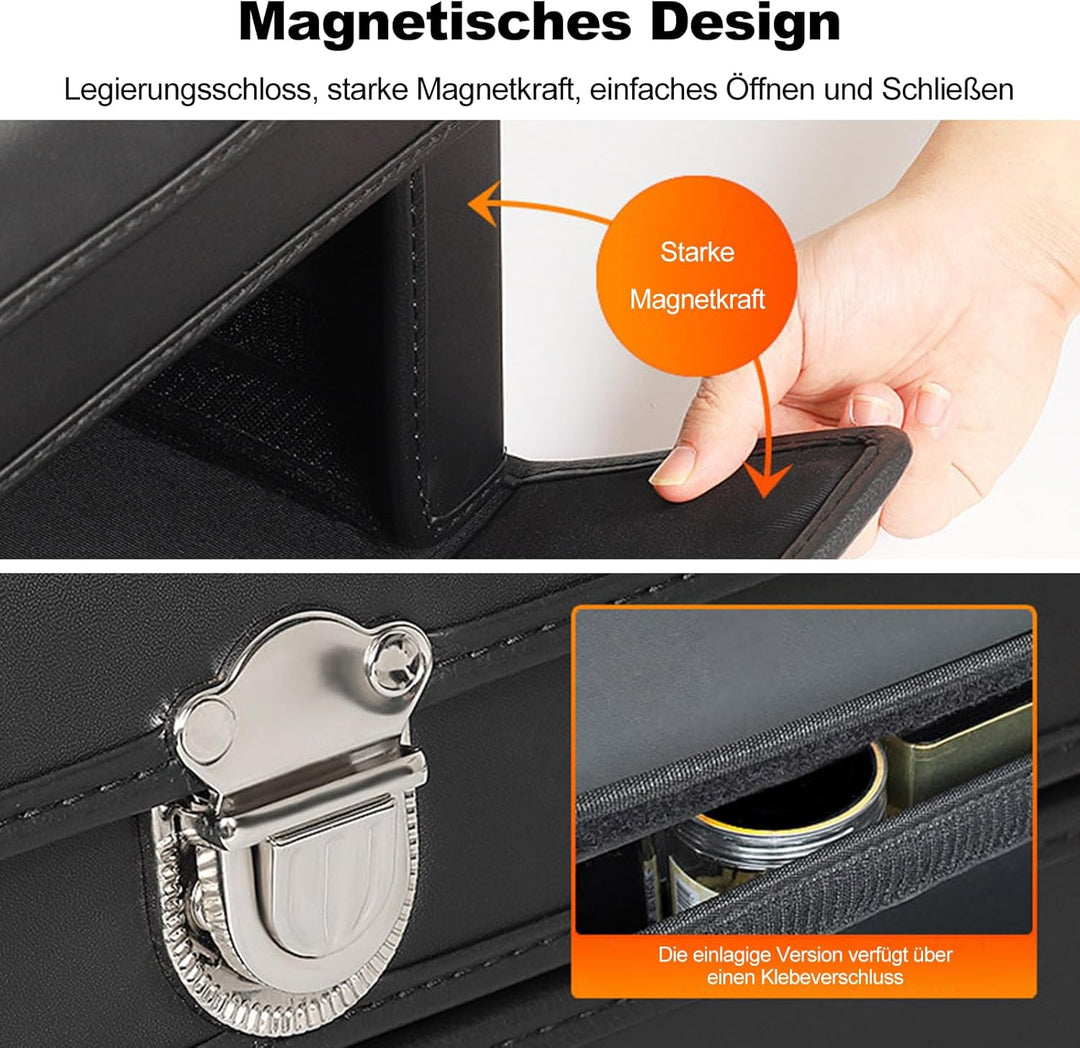 Ergocar Kofferraum Organizer, Doppelschicht Zusammenklappbarer Aufbewahrungsbox, PU-Leder Autotasche
