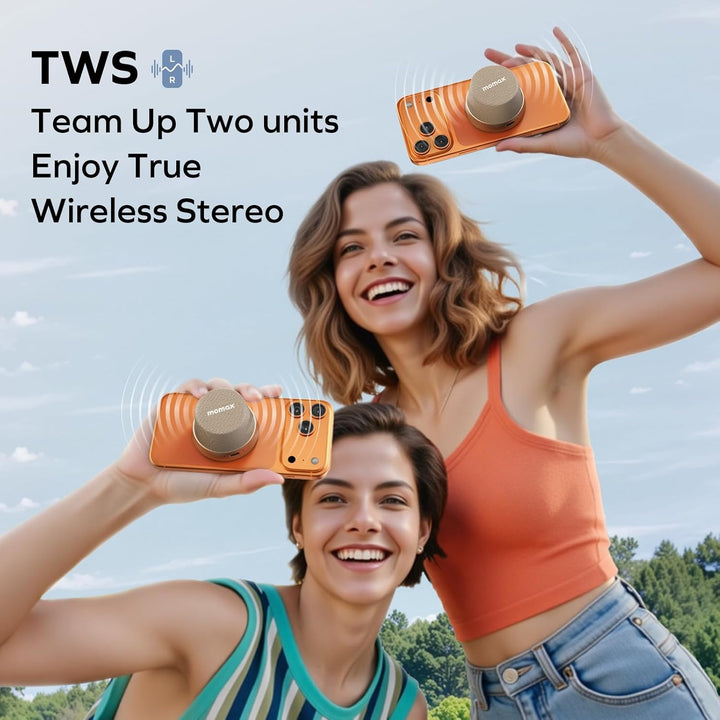 MOMAX Magnetisch Tragbarer Wireless Lautsprecher Speaker, IPX6 Wasserdicht Mini Musikbox,Verbesserte
