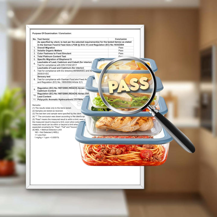 Meal Prep Glas (4x1050ml) Frischhaltedosen Set plastikfrei, Borosilikatglas Vorratsdosen, Silikondec