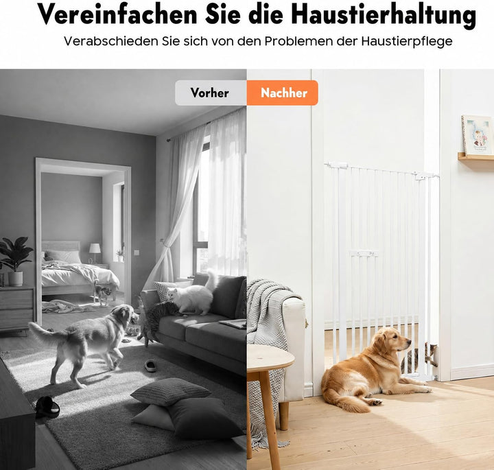 150cm Hohes Haustier Schutzgitter Regulierbare Türhalterung (Weiss), Weiss