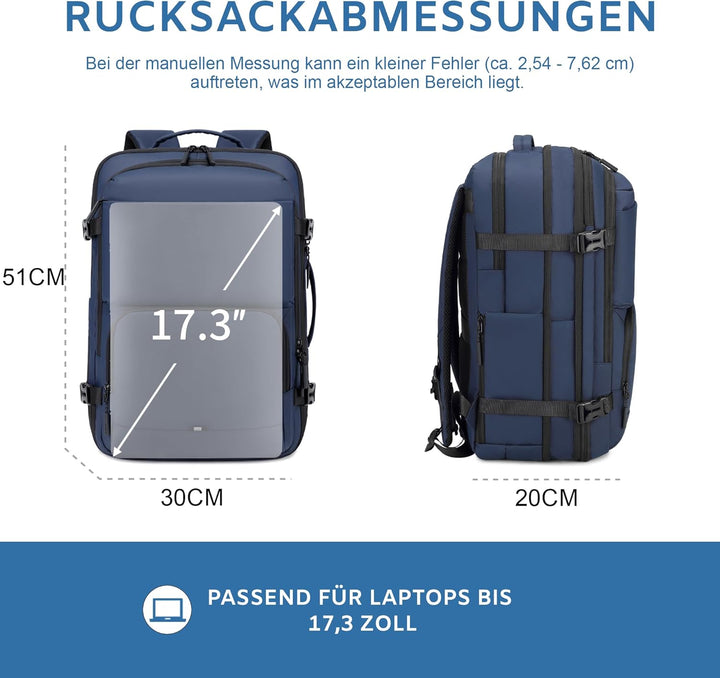 Handgepäck Rucksack, Wasserdichter Multifunktionaler Rucksack Handgepäck Flugzeug mit Laptopfach, Gr