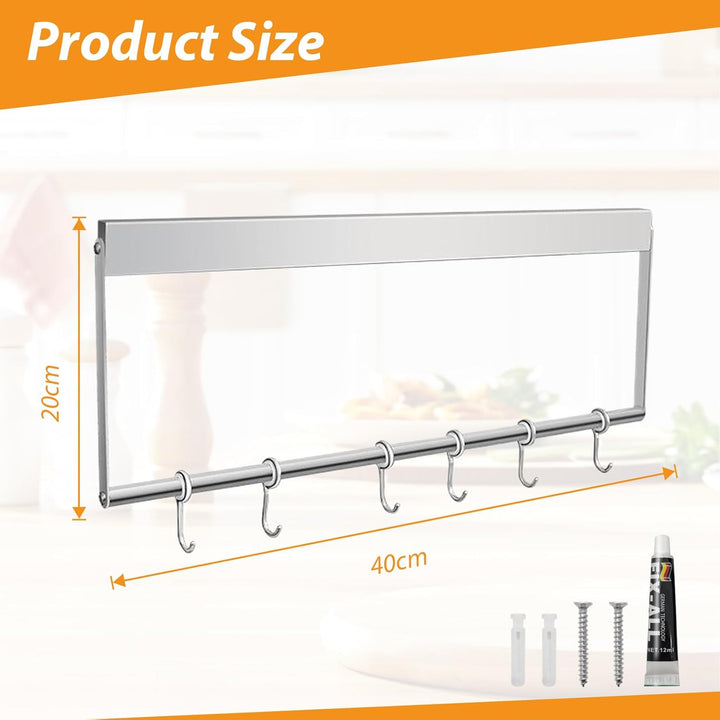 Magnetleiste Messer, 40 cm Messerhalter Magnetisch aus Edelstahl mit 6 Haken Einfache Montage Magnet