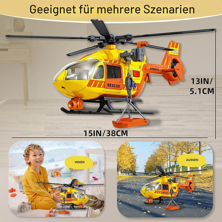 Grünes Militärspielzeug mit grossem Hubschrauber, Armeespielzeug mit Lichtern und Geräuschen, Geburt