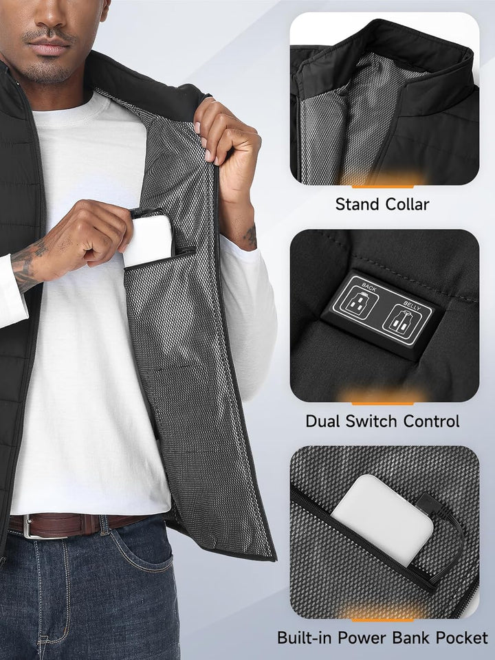 Beheizbare Weste, Heizweste für Damen Herren, Beheizte Jacke, Heizjacke mit Powerbank, 7.4V/5.0V Wär